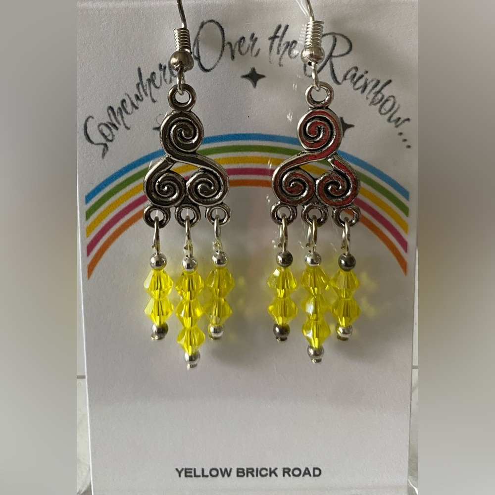 Yellow Brick Road inspired Crystal Chandelier Earrings